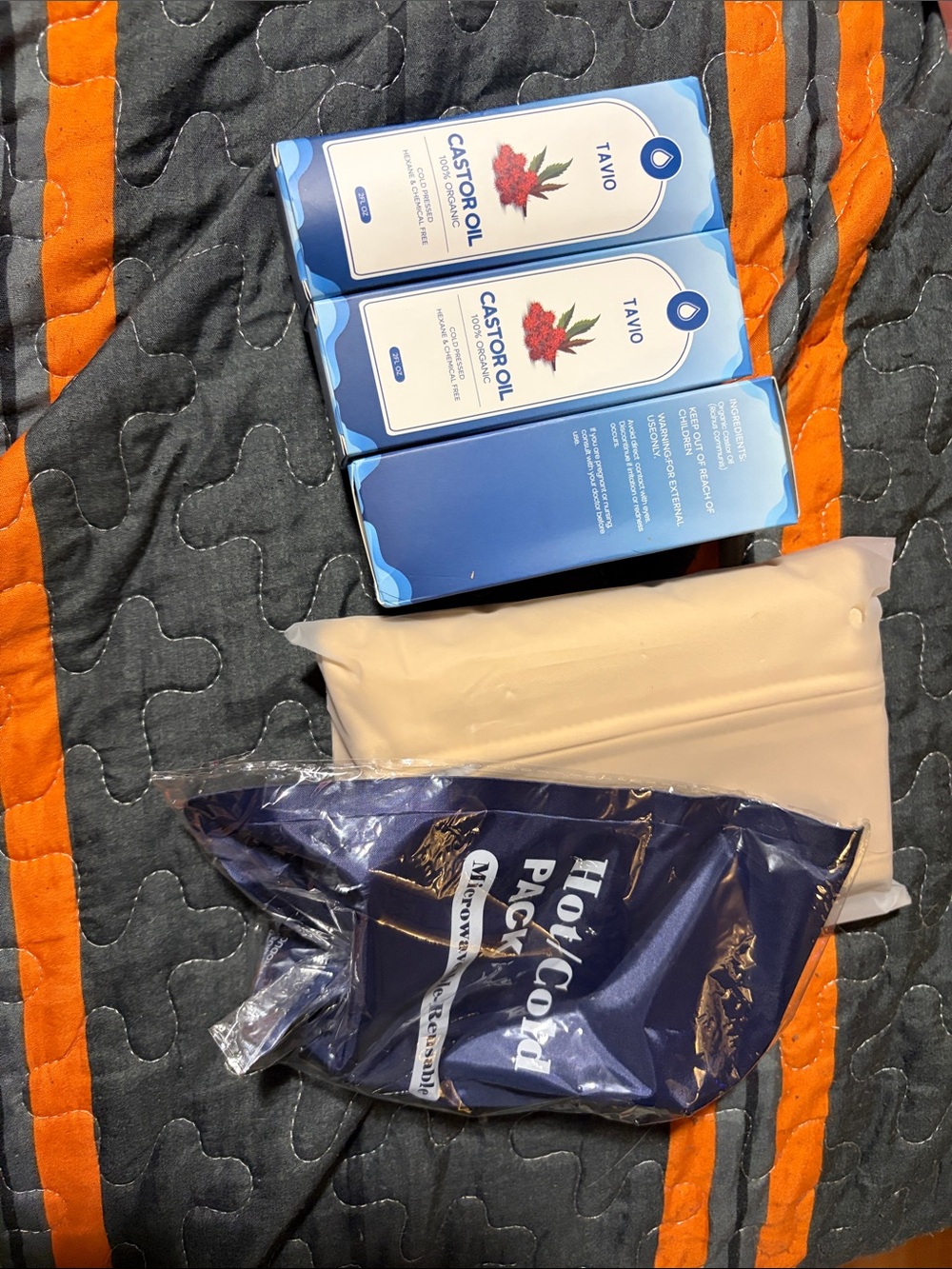 Blue Castor Oil Pack Set with Hot/Cold Wraps